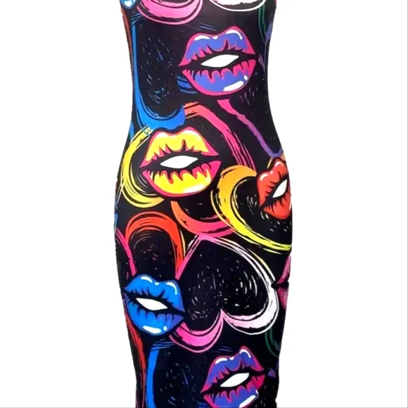 Stretch knit Black Tank Top Dress - Picture 2 of 2